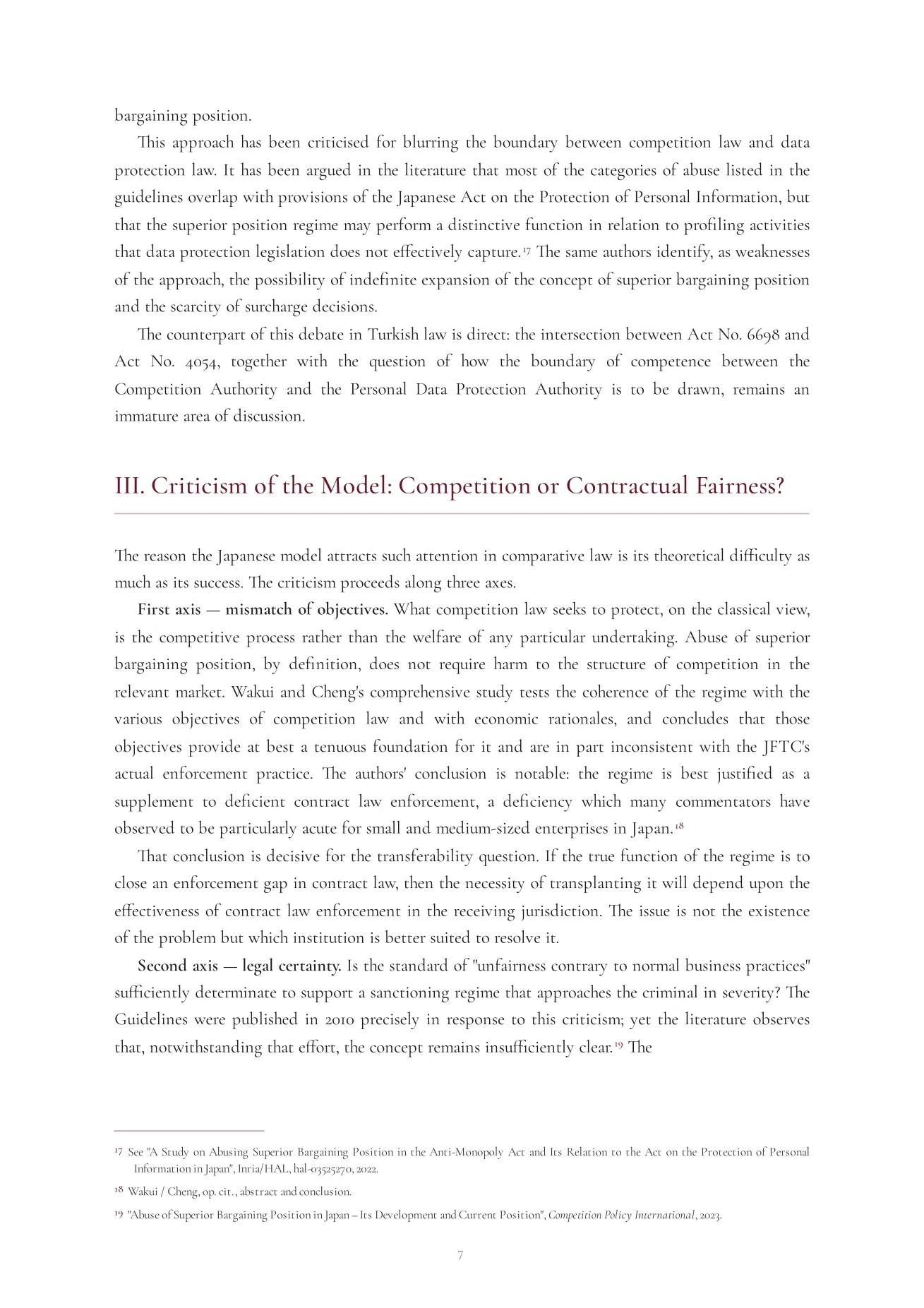 Abuse of a Superior Bargaining Position: The Japanese Antimonopoly Law’s Supply-Chain Approach and Its Adaptability to Turkish Law image 8